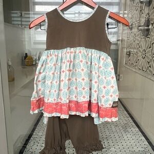 Matilda Jane Patterned Sleeveless Dress Top with Ruffle Pants